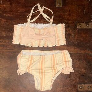 Jessica Simpson Peach and Cream Kids Swimwear Set